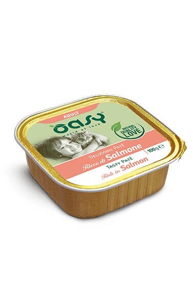 Oasy Delizioso Paté Per Gatti Adult Ricco di Salmone 100g