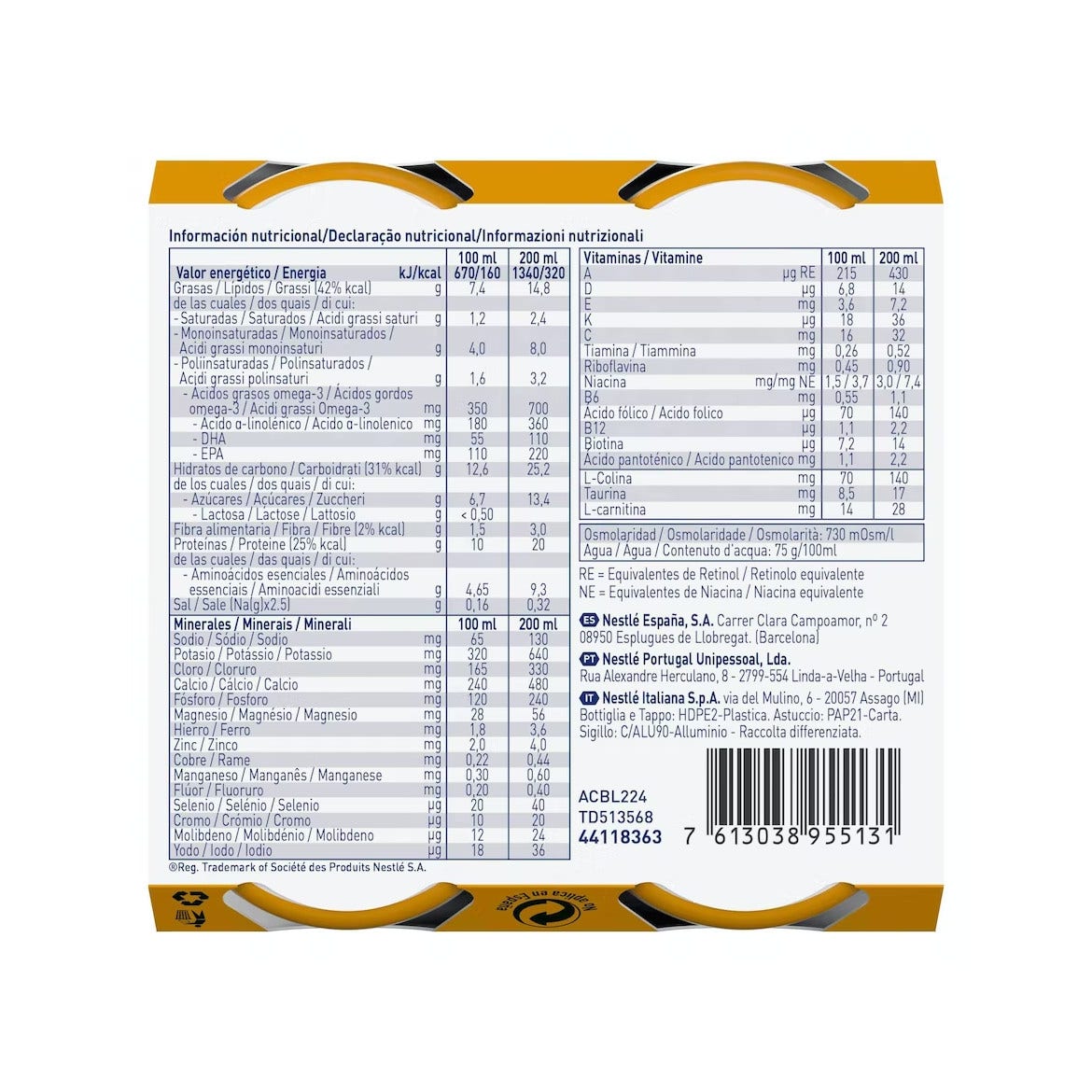Resource Activ Vaniglia Tropical 4 Bottigliette Da 200ml