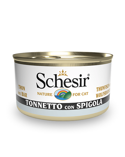 Schesir Tonnetto Con Spigola Cibo Umido Gatti Adulti Lattina 85