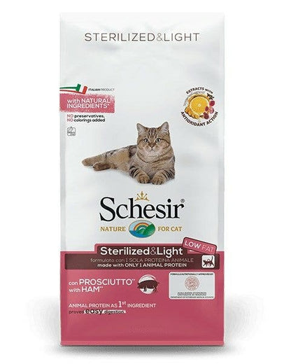 Schesir Sterilized&Light Crocchette Con Prosciutto Per Gatti Adulti Sacco 10kg