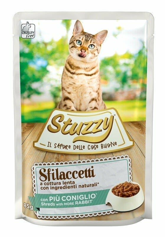 Stuzzy Sfilaccetti Con Più Coniglio Cibo Umido Gatti Adulti Bustina 85g