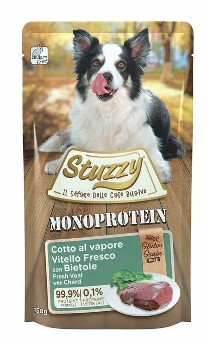 Stuzzy Monoprotein Vitello Fresco Con Bietole Cibo Umido Cani Adulti Bustina 150g