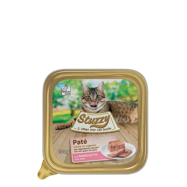 Stuzzy Paté Classico con Prosciutto per Gatti Adulti Vaschetta 100g