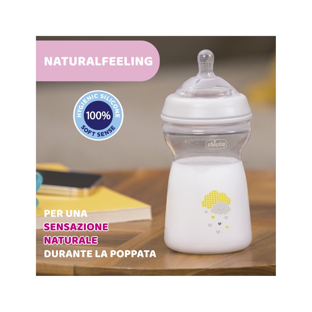 Chicco Biberon Natural Feeling Flusso Veloce 6 Mesi+ Unisex 330ml