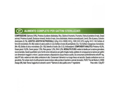Purina Pro Plan Sterilised Kitten Crocchette Salmone Sacco 1,5kg