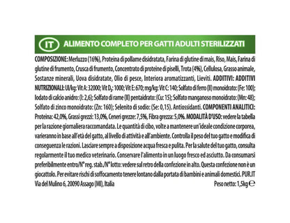 Purina Pro Plan Sterilised Optisavour Adult Gatto Crocchette Merluzzo E Trota Sacco 1,5kg