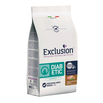 Exclusion Monoprotein Veterinary Diet Formula Diabetic Crocchette Di Maiale Cani Taglia Media E Grande Sacco 2kg