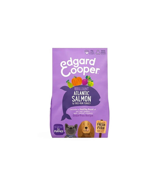 Edgard & Cooper Puppy Salmone E Tacchino Allevato A Terra Senza Cereali Crocchette per Cani 12 Kg