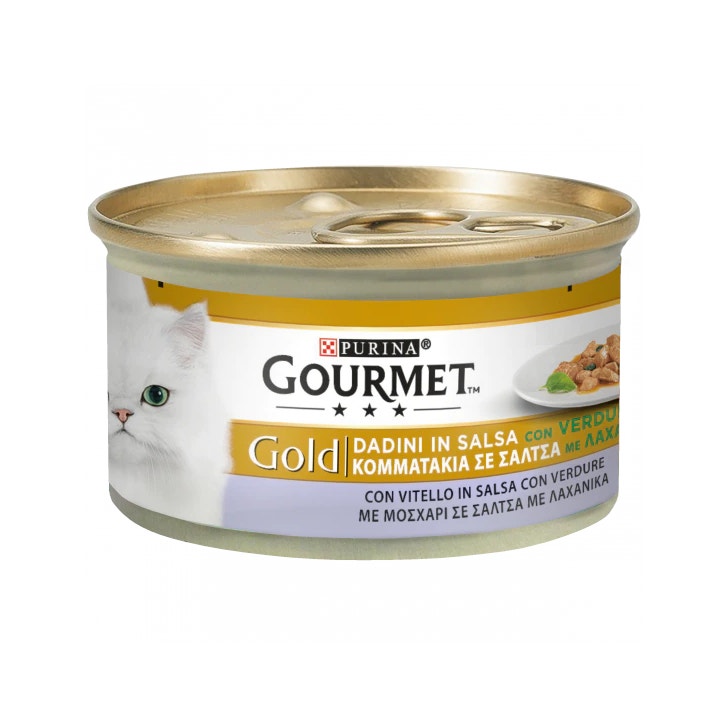 Purina Gourmet Gold Dadini In Salsa Con Vitello E Verdure Per Gatti Lattina 85 g