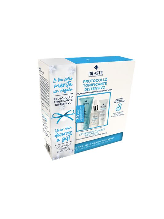 Rilastil Cofanetto Protocollo Tonificante Distensivo Viso Aqua Detergente 50ml + Siero 30ml + Crema 15ml