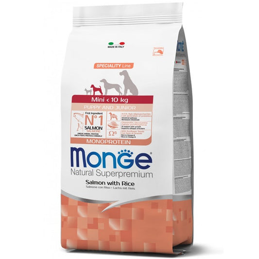 Monge Natural Superpremium Mini Salmone con Riso Cibo Secco Cani Cuccioli Taglia Mini Sacco 2,5kgKg