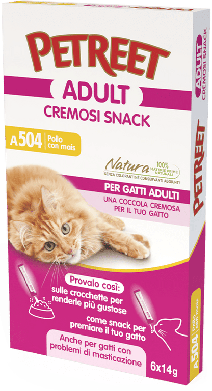 Petreet Snack Pollo Con Mais Cibo Umido Gatto Adulto 6 Bustine