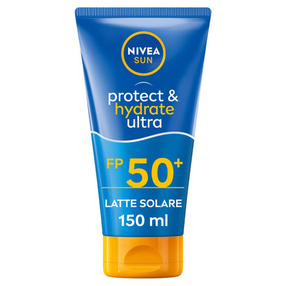 Nivea Sun Latte Solare Protect & Hydrate Ultra Fp50+ Crema Solare Resistente All'Acqua 200ml