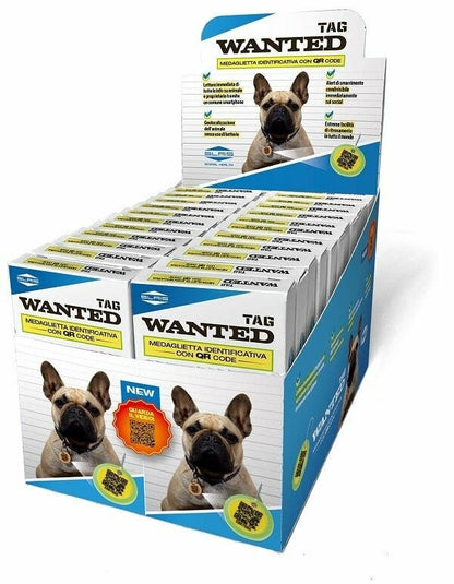 Wanted Tag Medaglietta Identificativa QR Code Per Cani 24 Pezzi