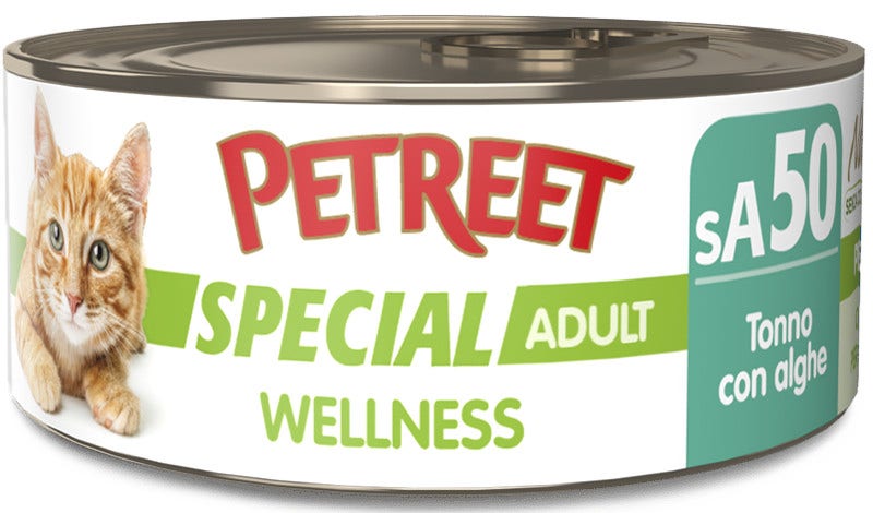 Petreet Wellness Tonno Con Alghe Cibo Umido Gatto Adulto Barattolo 70g