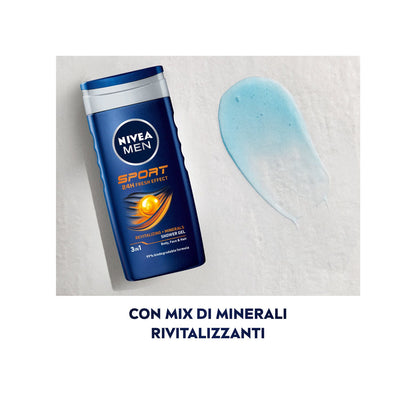 Nivea Men Doccia Shampoo Sport Docciaschiuma Uomo Rivitalizzante Per Viso Corpo E Capelli 250ml