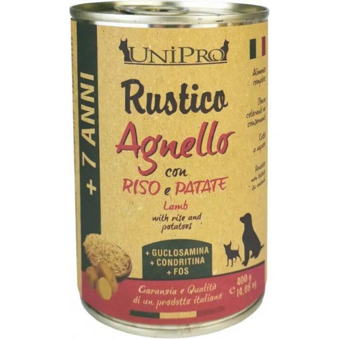 Unipro Rustico Cibo Umido Agnello Riso E Patate Per Cani 7Anni+ Barattolo 400g