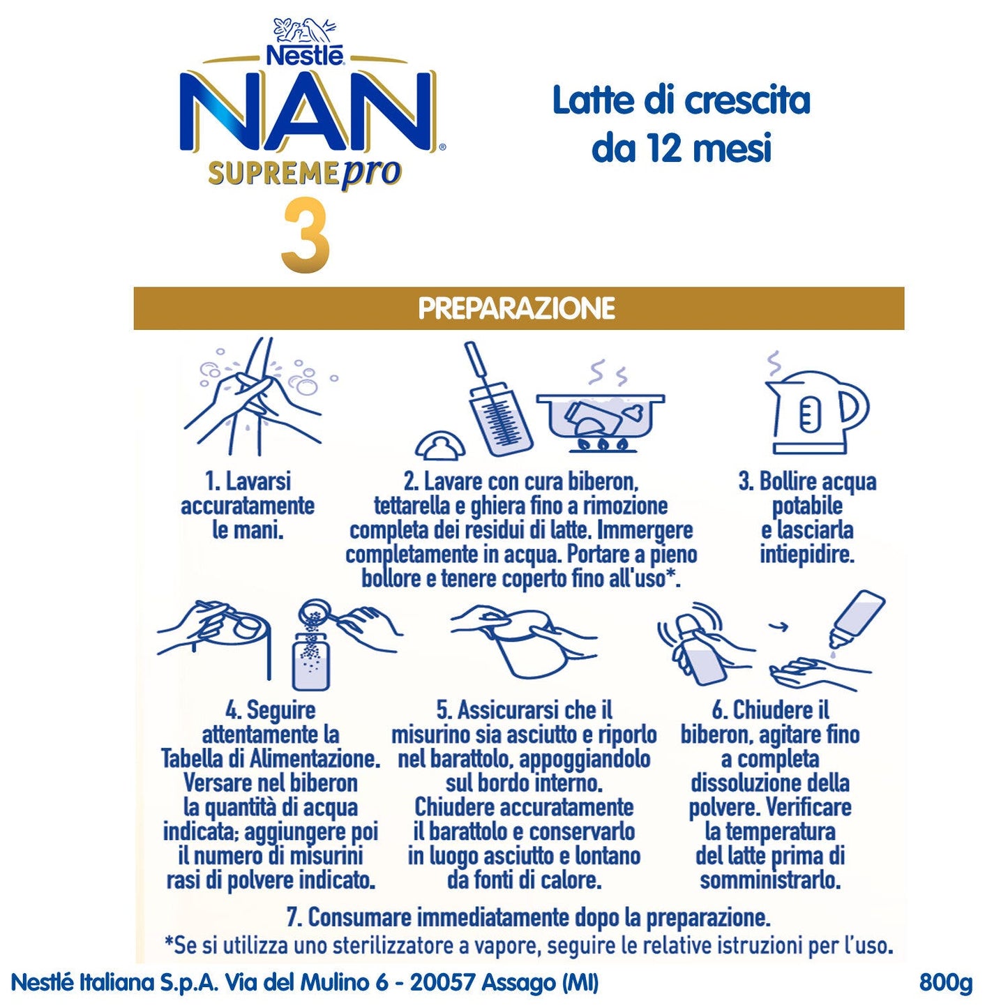 Nan Supreme Pro 3 Latte Di Crescita Polvere 800g