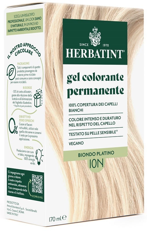 Herbatint Tinta Capelli Gel Permanente 10n Biondo Platino 170 ml