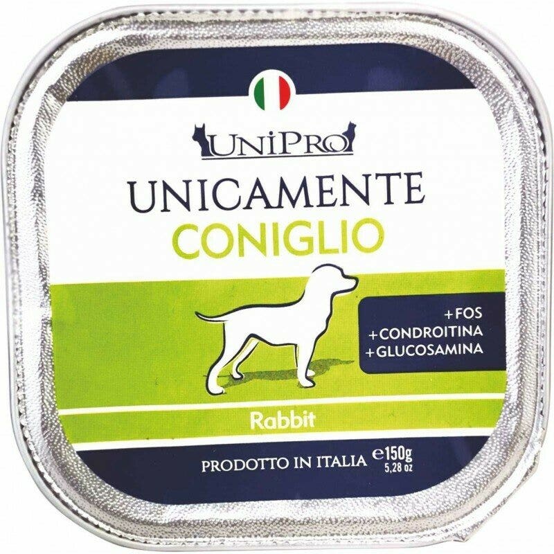 Unipro Unicamente Coniglio Cibo Umido Per Cani Adulti Vaschetta 150g