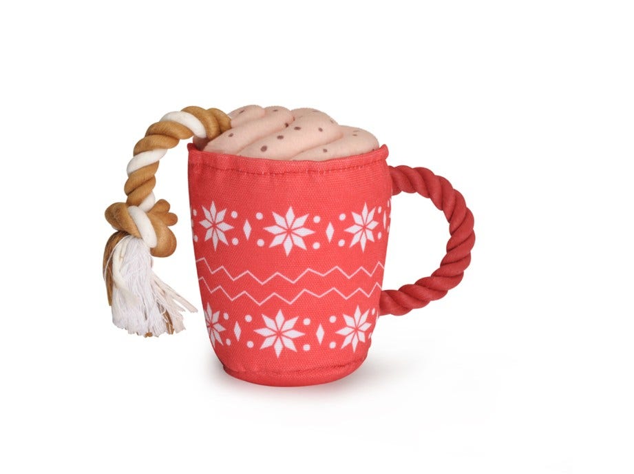 Camon Gioco Tazza Natalizia in Peluche Con Squeaker Per Cani