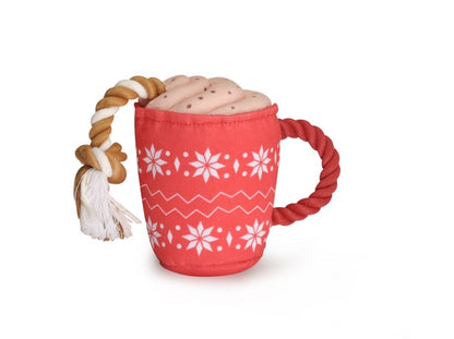 Camon Gioco Tazza Natalizia in Peluche Con Squeaker Per Cani