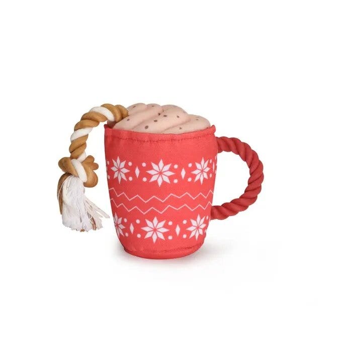 Camon Gioco Tazza Natalizia in Peluche Con Squeaker Per Cani