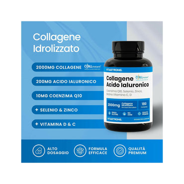 Vitastrong Collagen & HyaluronicAcid 180 Compresse
