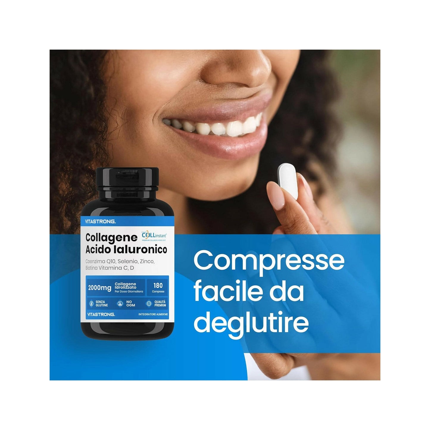 Vitastrong Collagen & HyaluronicAcid 180 Compresse