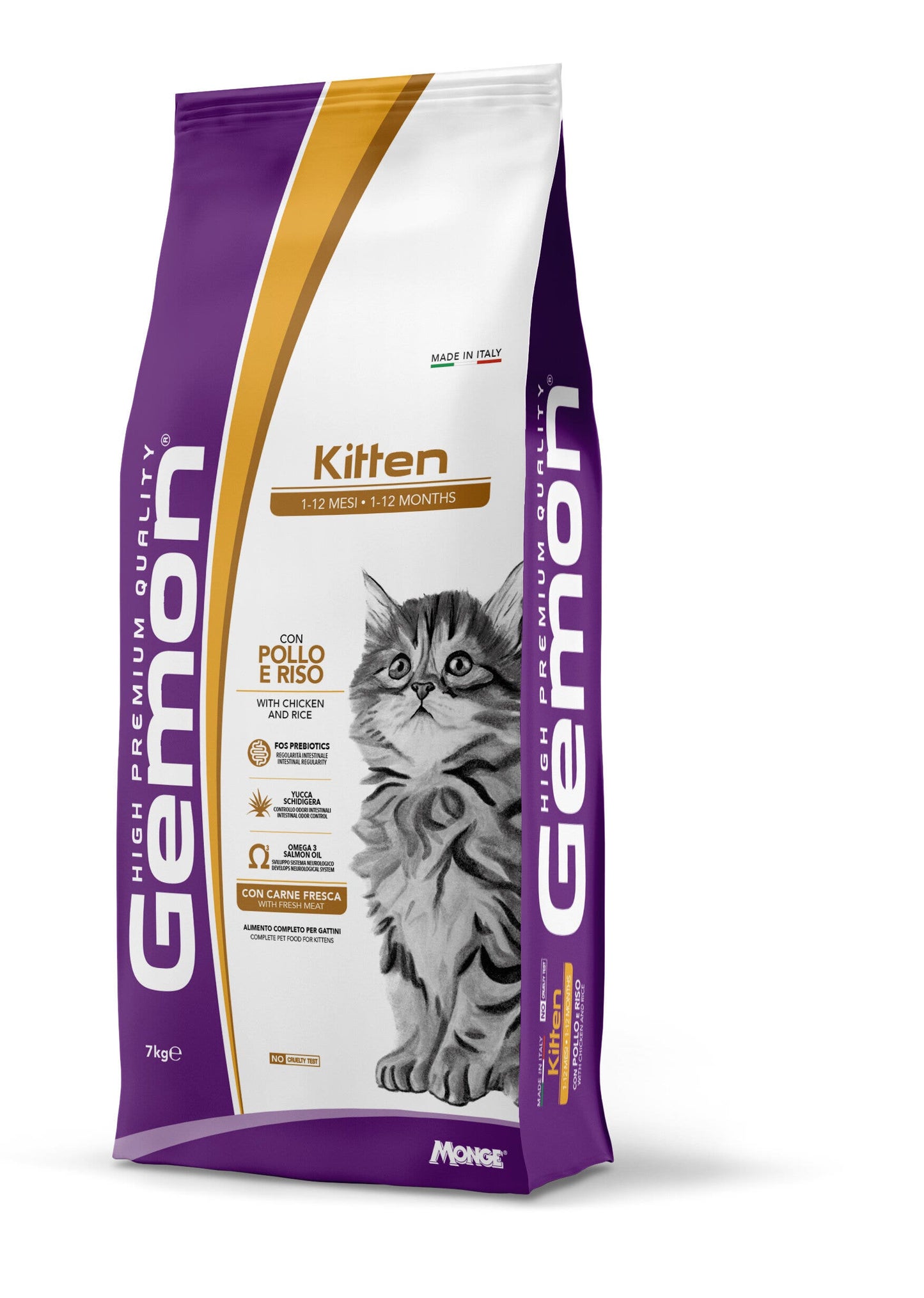 Gemon Cat Kitten Pollo e Riso Cibo Secco Per Gattini in Accrescimento Sacco 7Kg