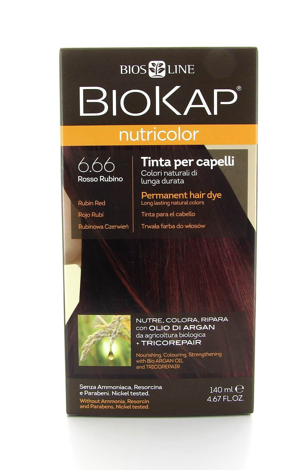 Biokap Nutricolor Tinta 6.66 Rosso Rubino  140ml
