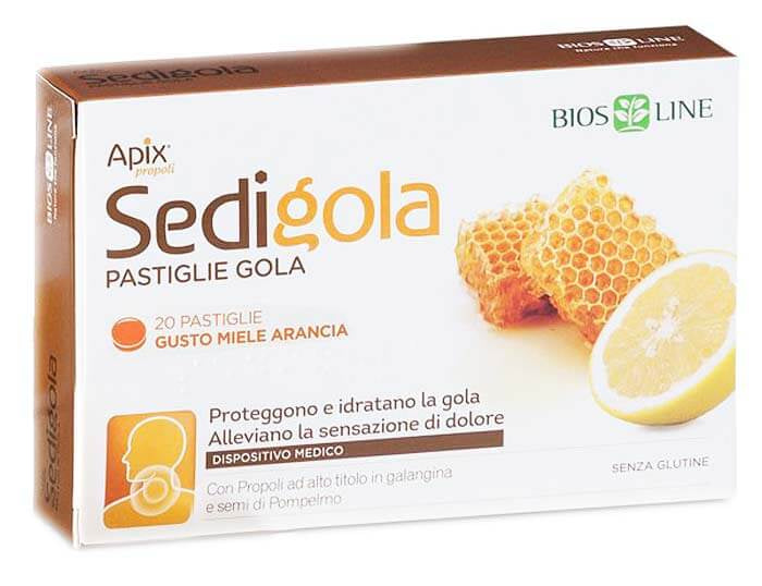 Bios Line Sedigola Pastiglie Gola gusto Miele e Arancia 20 pastiglie