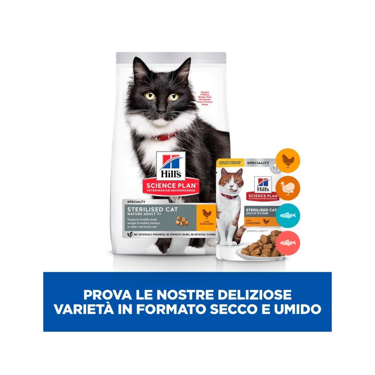 Hill's Science Plan Mature Adult 7+ Sterilised Cat Alimento Per Gatti Al Pollo Sacco 1,5kg
