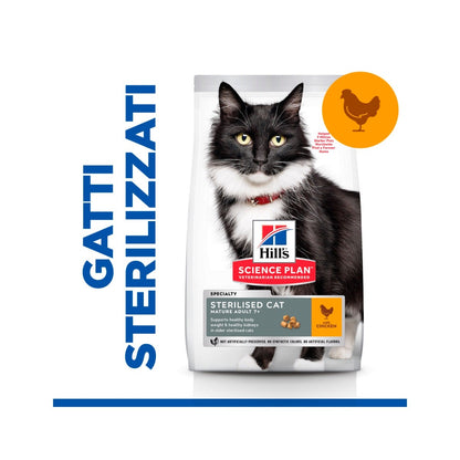 Hill's Science Plan Mature Adult 7+ Sterilised Cat Alimento Per Gatti Al Pollo 300g