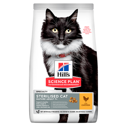 Hill's Science Plan Mature Adult 7+ Sterilised Cat Alimento Per Gatti Al Pollo 300g