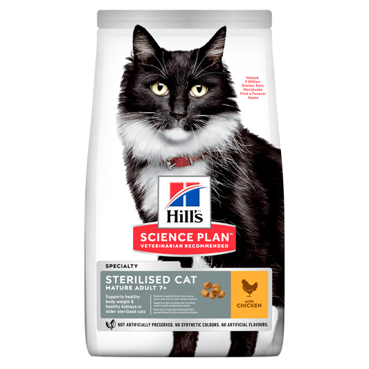 Hill's Science Plan Mature Adult 7+ Sterilised Cat Alimento Per Gatti Al Pollo 300g