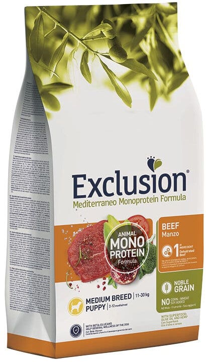 Exclusion Mediterraneo Monoprotein Noble Grain Puppy Beef Medium 12kg
