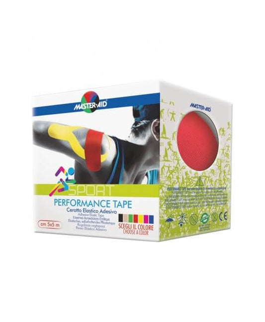 M-Aid Sport Performance Tape Cerotto Elastico Adesivo Colore Rosso 5cm x 5m 1 Bobina