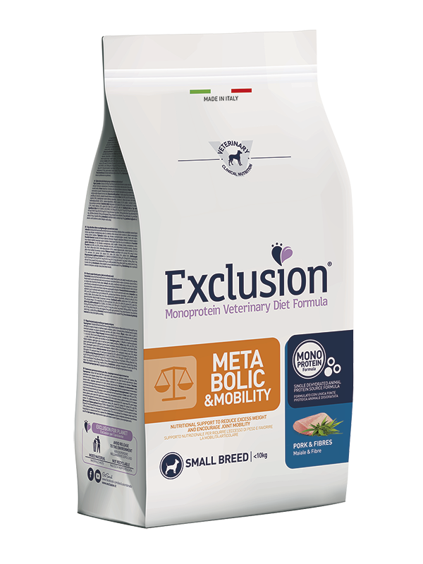 Exclusion Monoprotein Veterinary Diet Formula Mobility Cibo Secco Maiale E Riso Per Cani Taglia Piccola 2kg