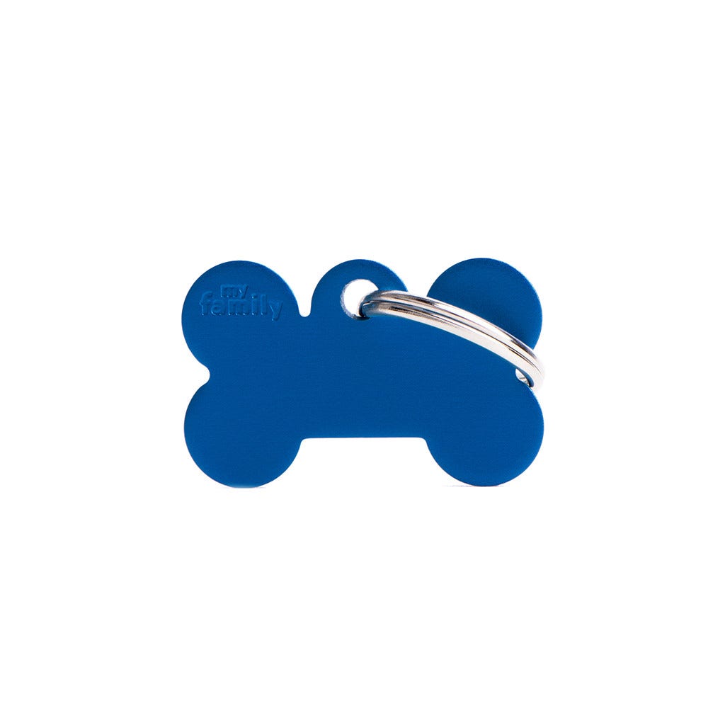 Medaglietta Per Cani E Gatti Osso In Alluminio Blu Taglia Piccola