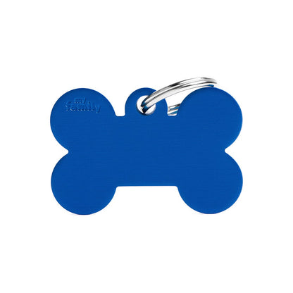 Medaglietta Per Cani E Gatti Osso In Alluminio Blu Taglia Grande