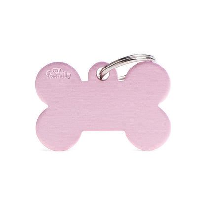 Medaglietta Per Cani E Gatti Osso In Alluminio Rosa Taglia Grande