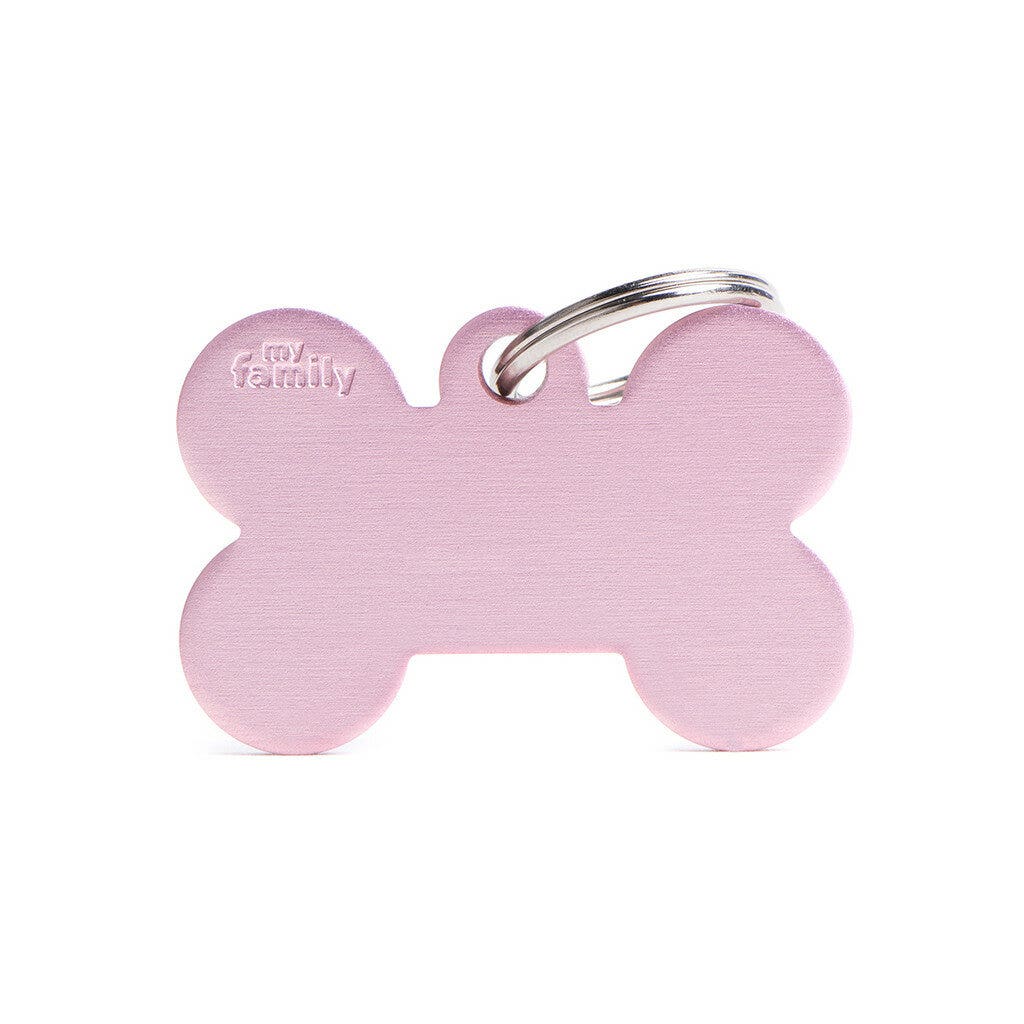 Medaglietta Per Cani E Gatti Osso In Alluminio Rosa Taglia Grande