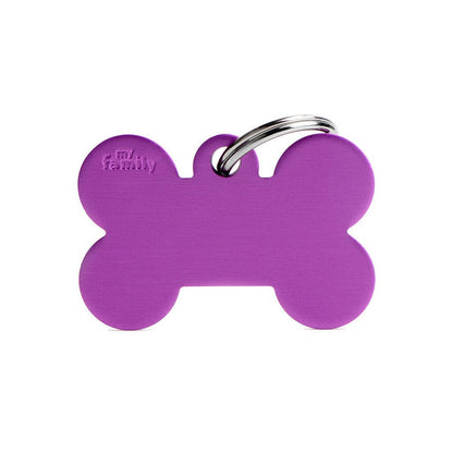 Medaglietta Per Cani E Gatti Osso In Alluminio Viola Taglia Grande