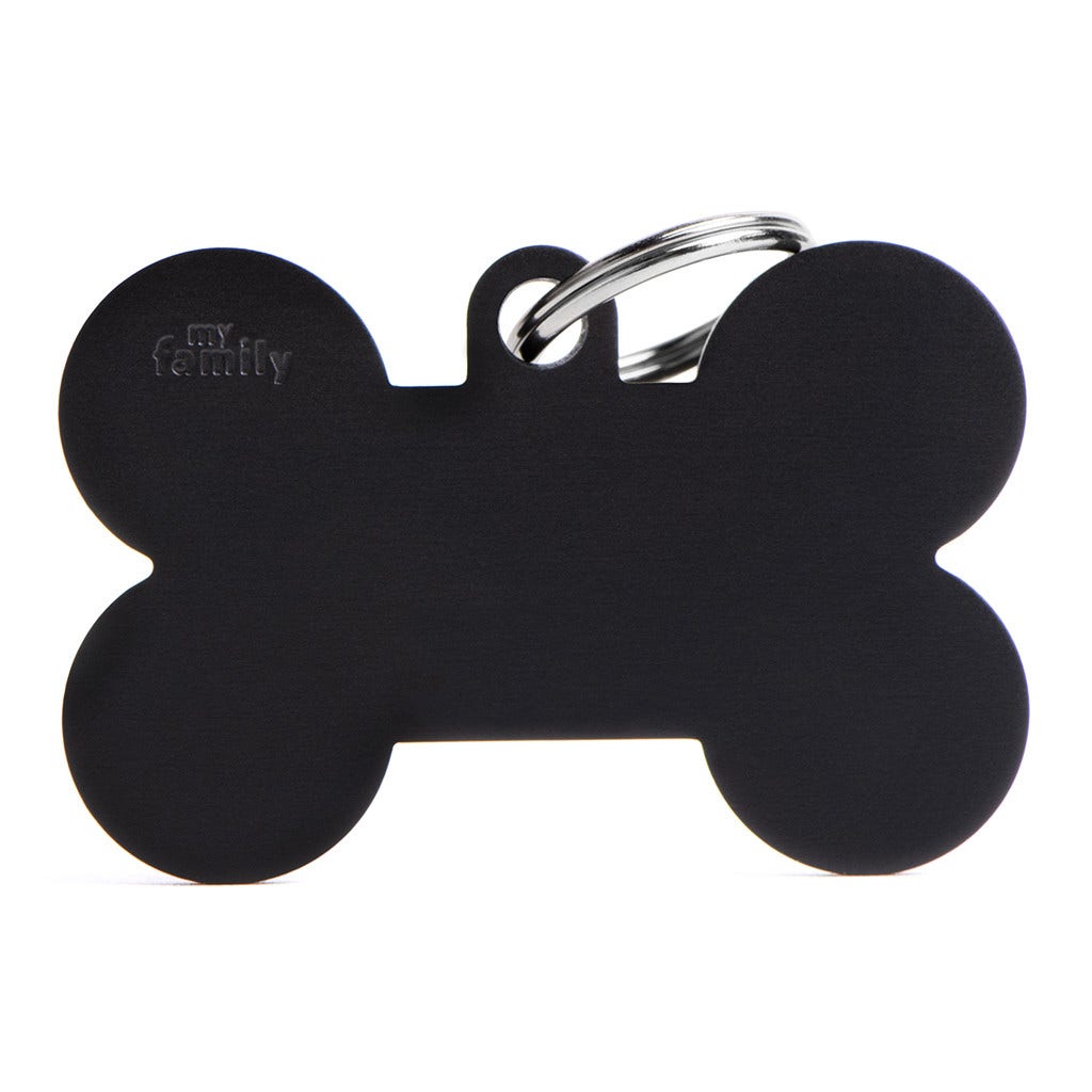 Medaglietta Per Cani E Gatti Osso In Alluminio Nero Taglia XL
