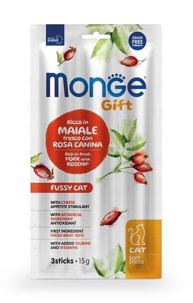 Monge Soft Sticks Per Gatti Maiale Fresco E Formaggio 15g