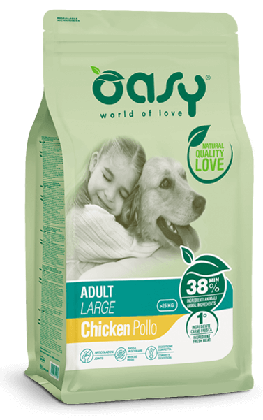 Oasy Dry Crocchette Di Pollo Per Cani Adulti Taglia Grande Sacco 12kg