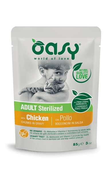 Oasy Wet Bocconcini Di Pollo Per Gatti Adulti Sterilizzati Busta 85g
