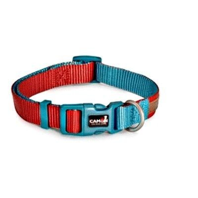 Camon Collare Regolabile Double Premium Rosso/Ottanio Per Cani Cuccioli 20x360cm/480mm